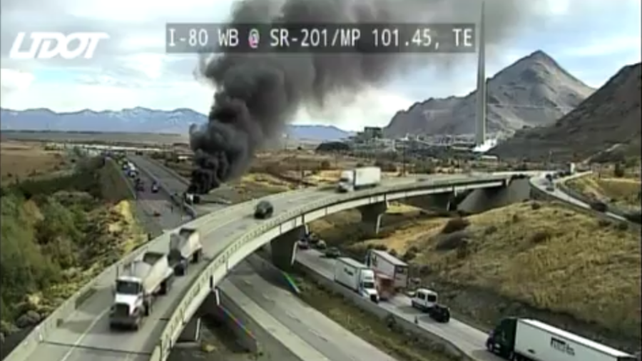 The driver of a semitruck was killed after crashing into a barrier and catching fire on Thursday, O...